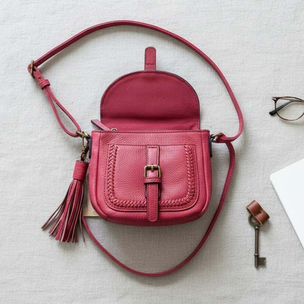 Ampere Vegan Leather Harper Crossbody Bag Purse Red NWT
